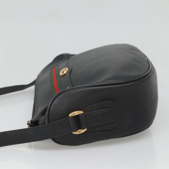 GUCCI Web Sherry Line Shoulder Bag Leather Black - Picture 5 of 16